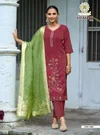 Sanskriti Vol 1 By Passion Tree Roman Shimmer Silk Kurti With Bottom Dupatta
